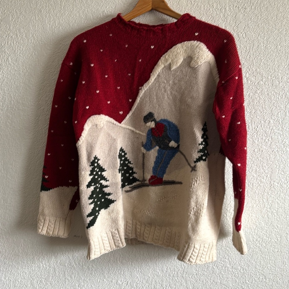 Winter Ski Wool Sweatshirt size S